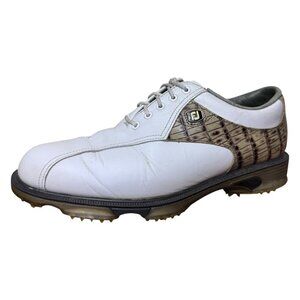 FOOTJOY DryJoy Tour Golf Shoes Gator Croc White/Slate Brown 53643 Men's Size 7